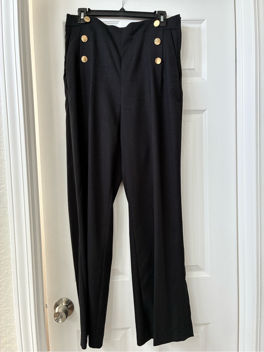 H&M Black High-Waist Trousers with Gold Buttons